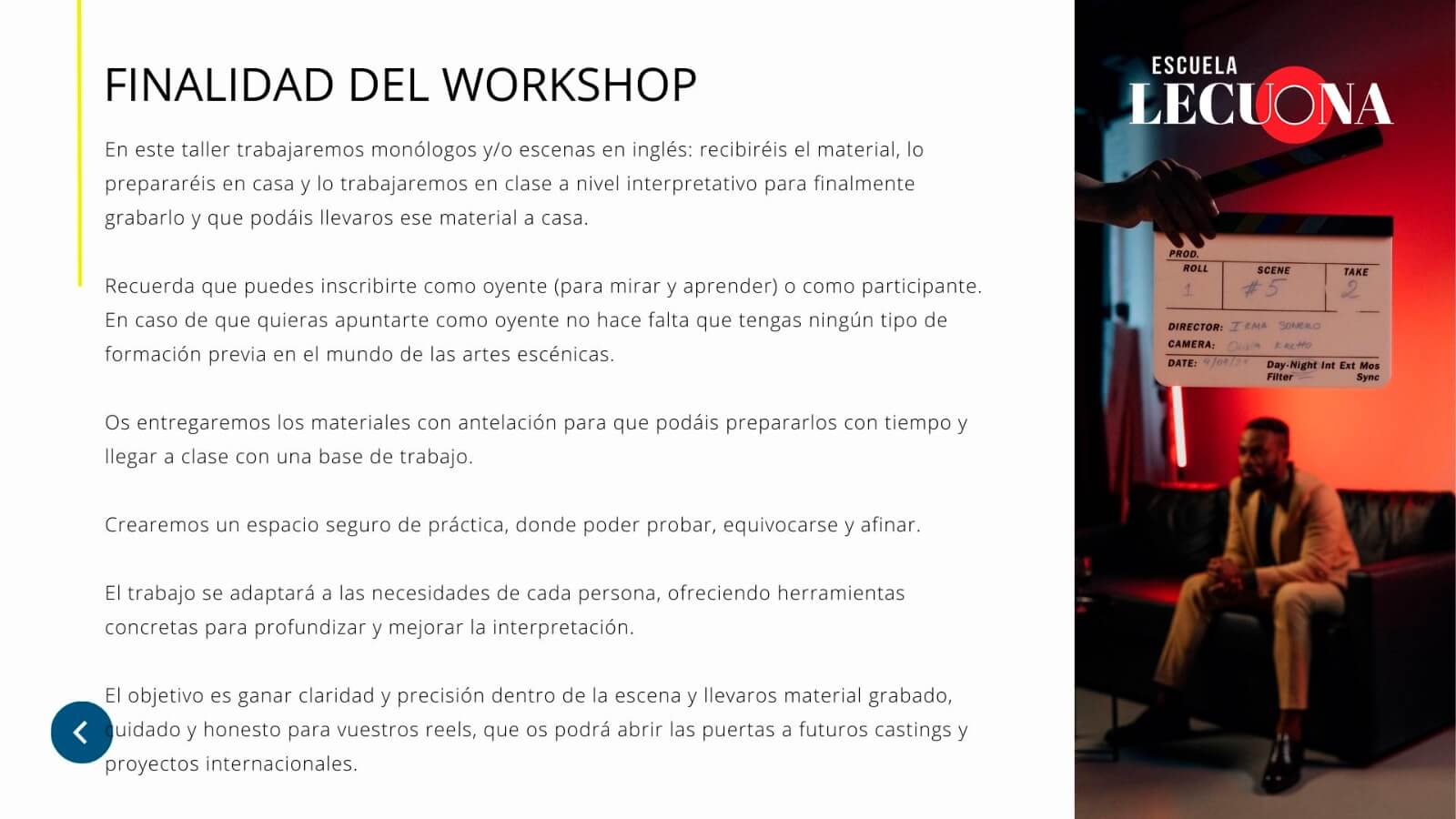 ACTING IN ENGLISH – Intensivo en Escuela Lecuona 1 Escuela lecuona